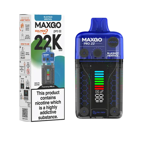 Blue Razz Menthol RELX MaxGO Pro 22K Disposable Vape Kit 